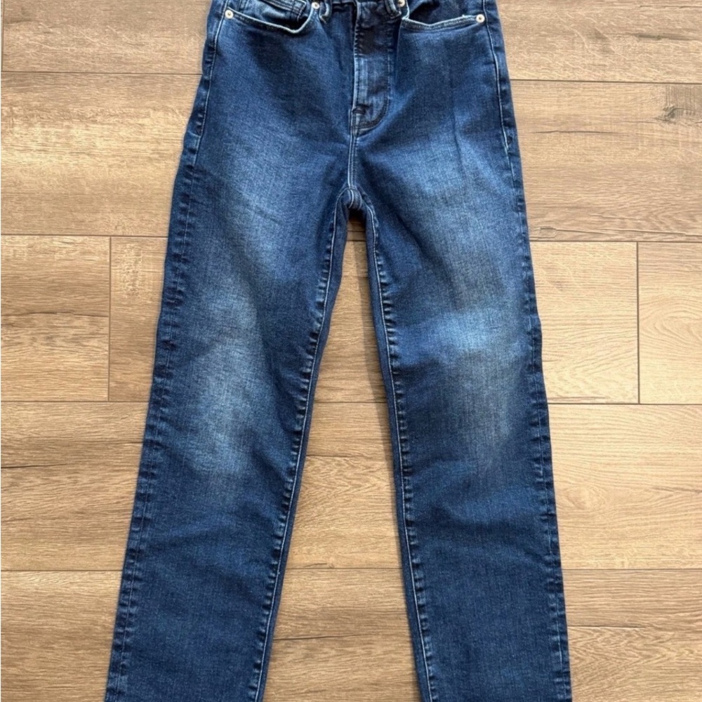Good American Women's Dark Blue Straight Leg Jeans